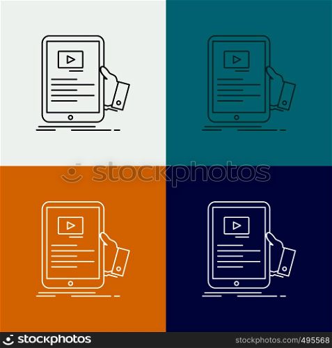 forum, online, webinar, seminar, tutorial Icon Over Various Background. Line style design, designed for web and app. Eps 10 vector illustration. Vector EPS10 Abstract Template background