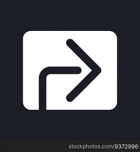 Forward arrow dark mode glyph ui icon. Social network. Repost. User interface design. White silhouette symbol on black space. Solid pictogram for web, mobile. Vector isolated illustration. Forward arrow dark mode glyph ui icon