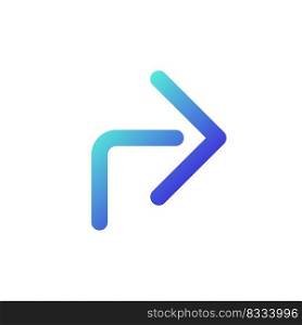 Forward arrow pixel perfect gradient linear ui icon. Social network communication. Repost and resend. Line color user interface symbol. Modern style pictogram. Vector isolated outline illustration. Forward arrow pixel perfect gradient linear ui icon