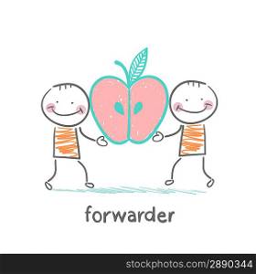forwarder is holding an apple