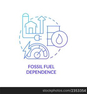 Fossil fuel dependence blue gradient concept icon. Agriculture and farming. Risks to food security abstract idea thin line illustration. Isolated outline drawing. Myriad Pro-Bold fonts used. Fossil fuel dependence blue gradient concept icon