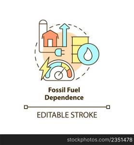 Fossil fuel dependence concept icon. Agriculture and farming. Risks to food security abstract idea thin line illustration. Isolated outline drawing. Editable stroke. Arial, Myriad Pro-Bold fonts used. Fossil fuel dependence concept icon
