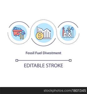Fossil fuel divestment concept icon. Investment in climate solutions. Reducing carbon emissions abstract idea thin line illustration. Vector isolated outline color drawing. Editable stroke. Fossil fuel divestment concept icon