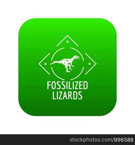 Fossilized lizard icon green vector isolated on white background. Fossilized lizard icon green vector