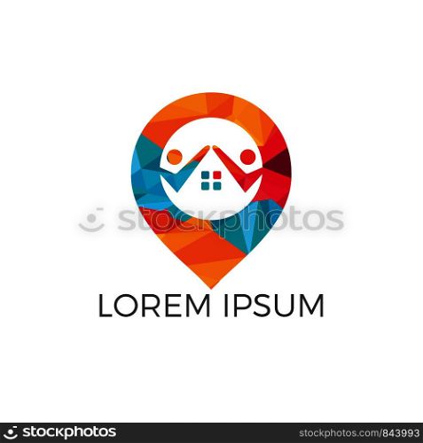 Foster home locator vector logo design. Foster home Pin map symbol vector design.