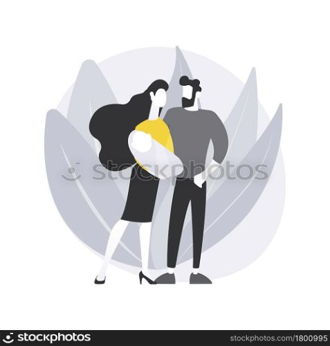 Foster parent abstract concept vector illustration. Foster care, father in adoption, happy interracial family, having fun, together at home, childless couple, adopted child abstract metaphor.. Foster parent abstract concept vector illustration.