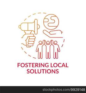 Fostering local ecological solution concept icon. Earth protection idea thin line illustration. Climate justice problem. Vector isolated outline RGB color drawing. Fostering local ecological solution concept icon