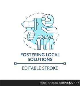 Fostering local ecological solution concept icon. Environmental protection idea thin line illustration. Climate change and gLobal warming. Vector isolated outline RGB color drawing. Editable stroke. Fostering local ecological solution concept icon