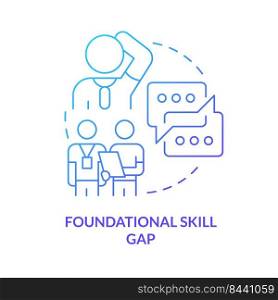 Foundational skill gap blue gradient concept icon. Soft skills absence. Issue in higher education abstract idea thin line illustration. Isolated outline drawing. Myriad Pro-Bold font used. Foundational skill gap blue gradient concept icon