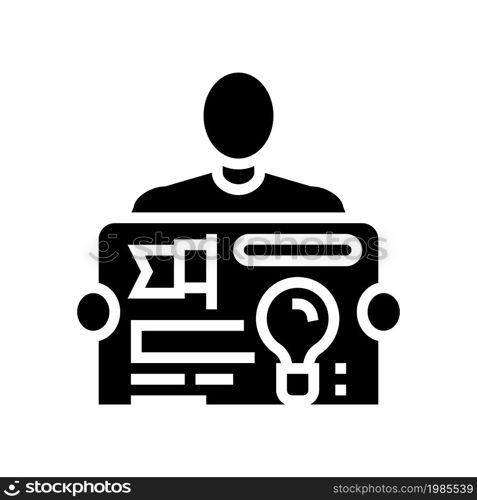 founder startup idea businessman glyph icon vector. founder startup idea businessman sign. isolated contour symbol black illustration. founder startup idea businessman glyph icon vector illustration