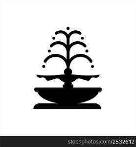 Fountain Icon, Water Fountain Icon, Architectural Decorative Mechanism Which Pours Water Vector Art Illustration