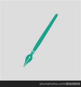 Fountain pen icon. Gray background with green. Vector illustration.