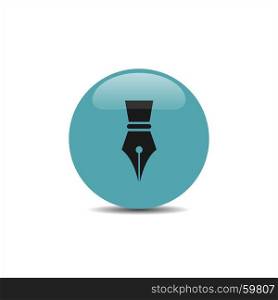 Fountain pen icon on a blue bubble with shadow