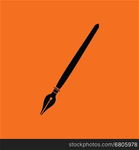 Fountain pen icon. Orange background with black. Vector illustration.