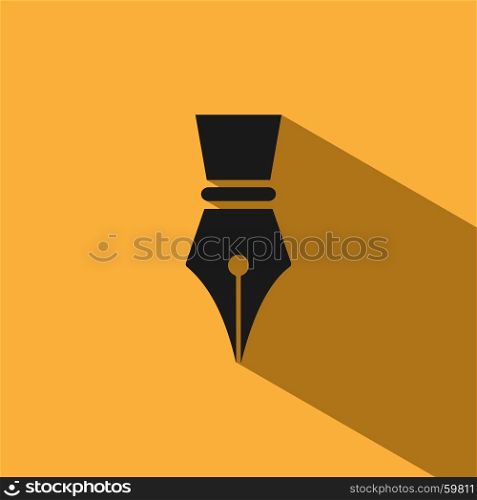 Fountain pen icon with shadow on yellow background