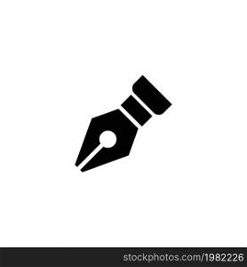 Fountain Pen Nib. Flat Vector Icon. Simple black symbol on white background. Fountain Pen Nib Flat Vector Icon