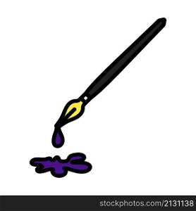 Fountain Pen With Blot Icon. Editable Bold Outline With Color Fill Design. Vector Illustration.