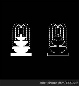 Fountain Tier of Water icon outline set white color vector illustration flat style simple image