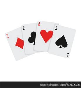 Four aces playing cards for poker hand game. Vector Illustration.. Four aces playing cards for poker hand game.