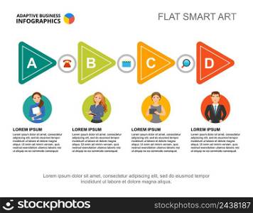 Four arrows chart template for presentation. Business data. Abstract elements of diagram, graphic. Progress, economy, management or planning creative concept for infographic, project.