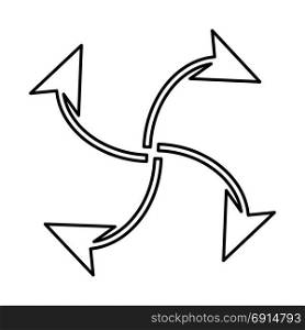 Four arrows in loop from center black icon .