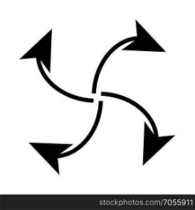 Four arrows in loop from center black icon .