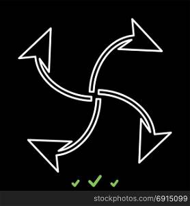 Four arrows in loop from center it is white icon .. Four arrows in loop from center it is white icon . Flat style