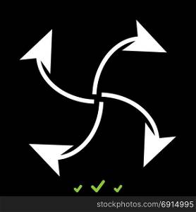 Four arrows in loop from center white icon .. Four arrows in loop from center it is white icon . Flat style