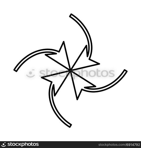 Four arrows in loop in center black icon .