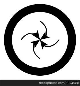 Four arrows in loop in center black icon in circle vector illustration isolated