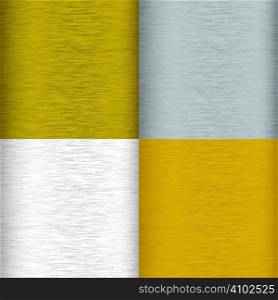 Four brushed metal background surfaces with color variation and grain