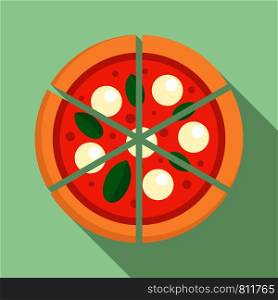Four cheeses pizza icon. Flat illustration of four cheeses pizza vector icon for web design. Four cheeses pizza icon, flat style