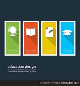 Four colored icons depicting items for education.. Four colored icons depicting items for education