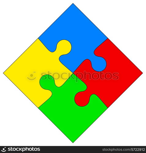 Four colored puzzle together. Vector illustration.