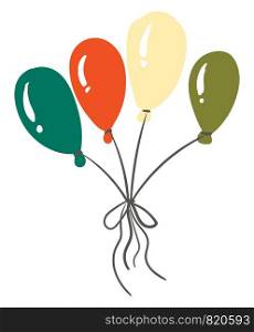Four colorful balloons vector or color illustration