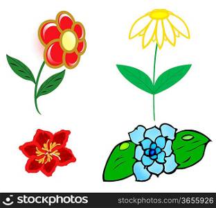 ""four different flowers; clip-art""