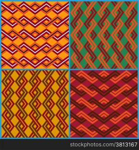 Four different vector seamless ornaments on ethnic motifs in a single file. Four seamless ornaments on ethnic motifs