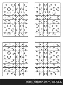 four different white puzzles
