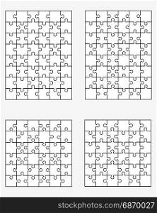 four different white puzzles,
