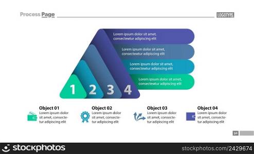 Four elements process chart slide template. Business data. Infochart, diagram, design. Creative concept for infographic, presentation, report. Can be used for topics like management, finance, banking.