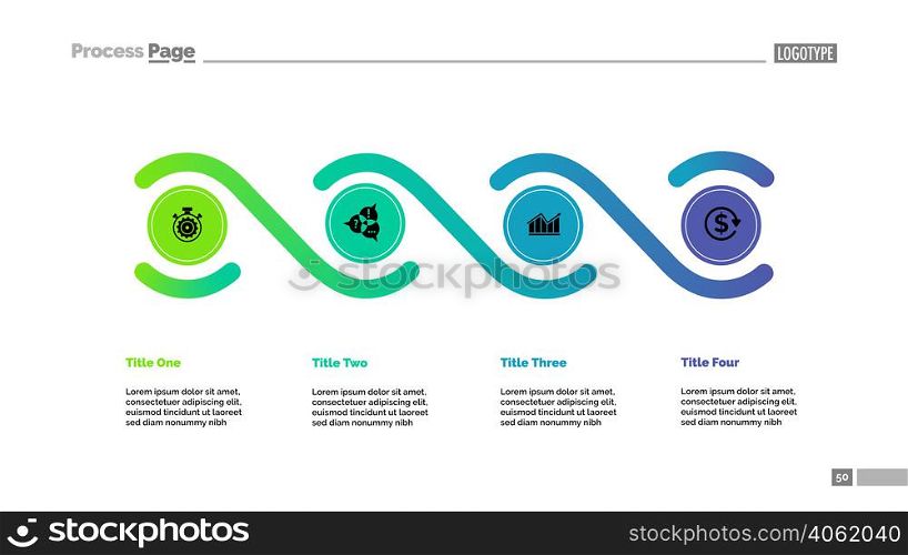 Four elements process chart template. Business data. Abstract elements of diagram, graphic. Strategy, workflow, management or planning creative concept for infographic, project.
