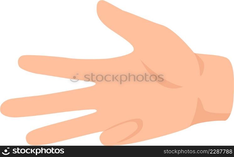 Four finger on human hand, counted gesture. Vector human finger gesture, number of four illustration. Four finger on human hand, counted gesture