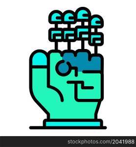 Four finger prostheses icon. Outline four finger prostheses vector icon color flat isolated. Four finger prostheses icon color outline vector