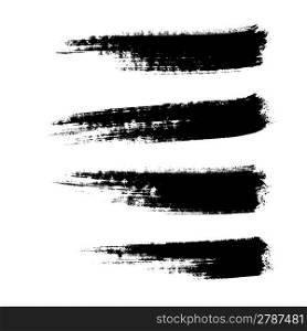 four hand drawn paintbrushes, vector without gradient