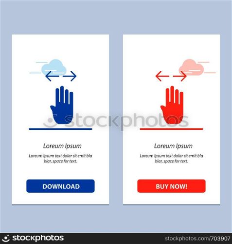 Four, Hand, Finger, Left, Right Blue and Red Download and Buy Now web Widget Card Template
