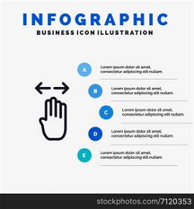 Four, Hand, Finger, Left, Right Line icon with 5 steps presentation infographics Background