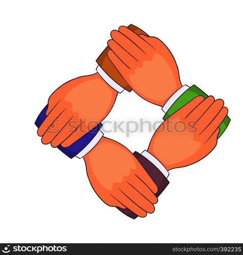 Four hands icon. Cartoon illustration of four hands vector icon for web. Four hands icon, cartoon style