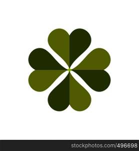 Four-leaf clover flat icon isolated on white background. Four-leaf clover flat icon