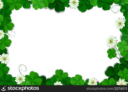 Four leaf clover frame vector over white background