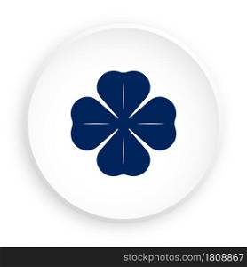 four leaf clover icon in neomorphism style for mobile app. Clover leaf silhouette. Button for mobile application or web. Vector on white background